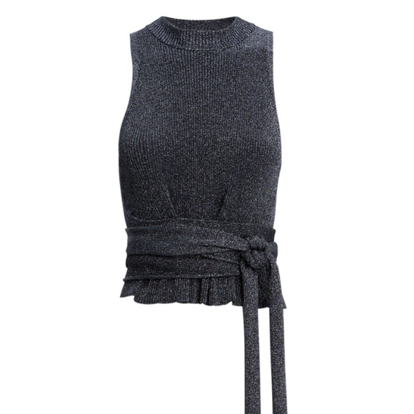 NWT tie waist lurex sweater tank